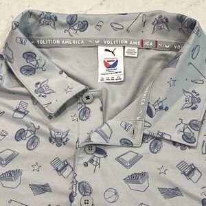 Puma Volition XXL AOP Golf Performance Polo SS Shirt Gray Block Party Pattern